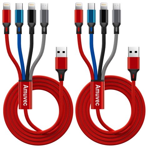 PRICES MAY VARY. 【4 IN 1 USB CHARGING CABLE】: One usb cable = 4 charging cables with 3 different USB connectors(2 Phone & Type C & Micro USB ).It is very suitable for resting at home and traveling, saying goodbye to the clutter of multiple data lines. Can charge most of mobile phone on market and perform a 4-in-1 function. (the cable only for charging) 【3A FAST CHARGING 】: The multi charger cable can charge 4 different electronic devices at the same time. The maximum total output current can be up to 3A (total, but not for each end). But when connecting multiple devices, the charging speed is slower than the connection single device. Please use the 5V/ 3A output USB power adapter. (Note: This multi charging cable Not Support PD 3.0, Quick Charge 3.0, Super Charge, Dash Charge) 【HIGH QUALIT Adjustable Phone Stand, Car Charger Usb, Usb Wall Charger, Charger Cord, Phone Cables, Iphone Charger, Usb Adapter, Lightning Cable, Micro Usb Cable