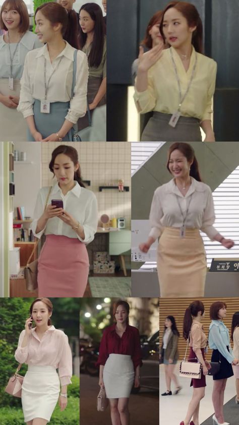 Kim Miso Secretary Outfit, Secretary Outfits Aesthetic, Secretary Kim Outfit, Kdrama Office Outfit, Secretary Outfits Offices, Kdrama Clothes, Outfit Kantor, Preppy Chic Outfits, Office Attire Women