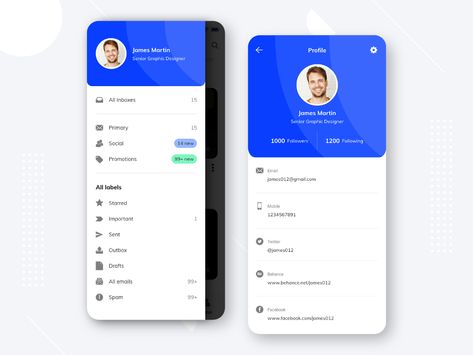 Profile & Menu Design - Mobile App by Shashank Tyagi | Creative Designer on Dribbble Mobile App Menu Design, Flutter App Design, User Profile Ui Design Mobile App, Profile Ux Design, App Profile Design, Profile Ui Web, Menu App Design, Profile Ui Mobile, App Menu Design