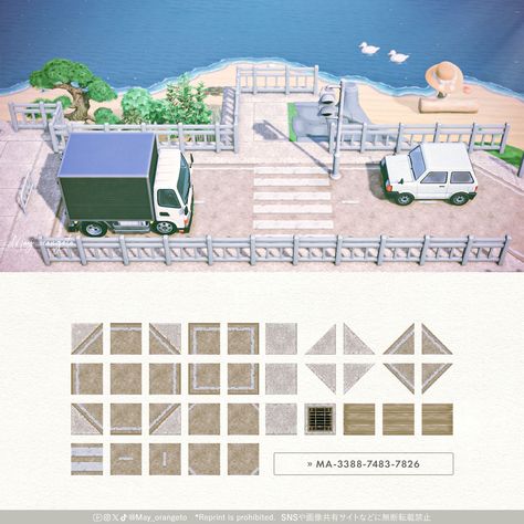 Acnh Coastal, Animal Crossing Online, Beach Path, Animal Crossing 3ds, Coastal Country, Light Brick, Path Design, Road Design, New Animal Crossing