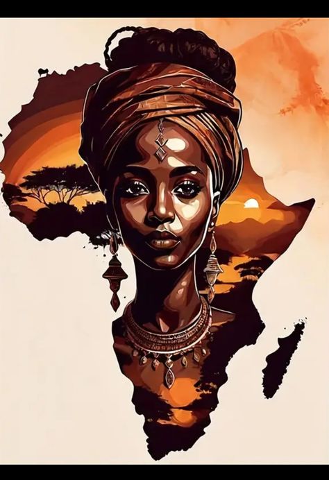 African Portraits Art, Arte Bob Marley, Africa Art Design, Map Of Africa, African Artwork, African Women Art, Afrique Art, African Paintings, Afrikaanse Kunst