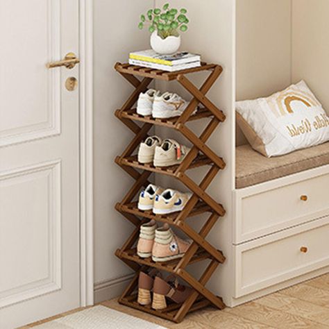 PRICES MAY VARY. MULTIFUNCTIONAL SHOE RACK - This shoe organiser provides ample storage space for shoes, boots, heels, making your shoe arrangement clean and orderly, and can also be used as a potted plant, a display rack for books, CDs and other daily items, multi-functional. FOLDABLE, NO INSTALLATION- YYW shoe rack has a foldable design, eliminating the hassle of installing it yourself, just open it up and use this shoe rack. SPACE SAVING- Are you still worried about the pile of messy shoes at Shelf For Entryway, Folding Shoe Rack, Wooden Shoe Storage, Narrow Shoe Rack, Entryway Closet, Bamboo Shoe Rack, Foldable Shoes, Shoe Storage Rack, Narrow Shoes