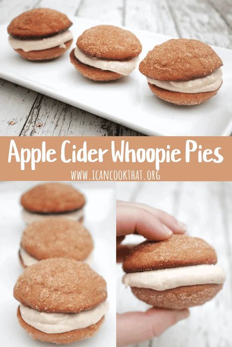 Apple Cider Whoopie Pie Recipe, Apple Cider Whoopie Pies, Gob Recipe, Whoopi Pies, Whoopie Pies Recipe, Rugelach Recipe, Whoopie Pie Recipe, Cinnamon Cream Cheese, Vegan Cookie