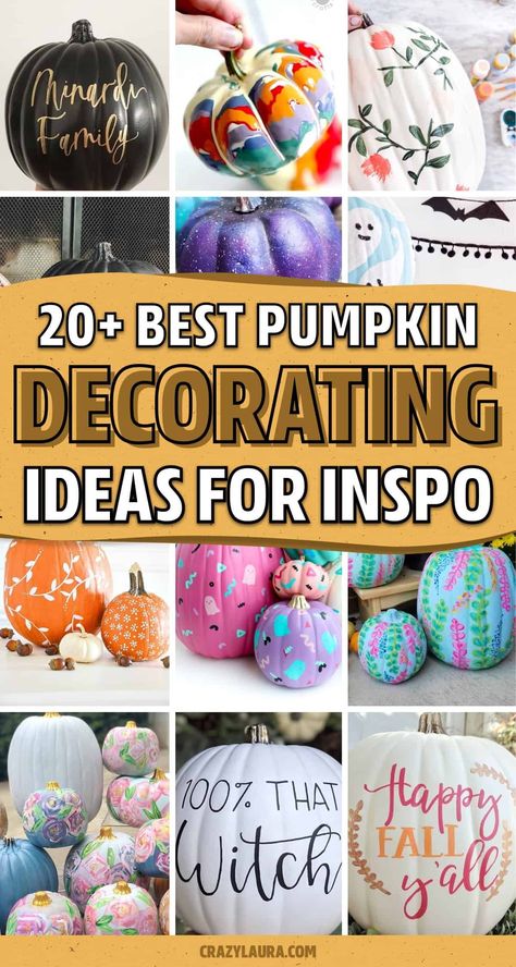 If you’re looking for a super creative way to decorate your pumpkins this October without carving them, check out these painted pumpkins for inspiration! Halloween Pumpkin Painting Ideas, Pumpkin Designs Painted, Halloween Pumpkin Painting, Disney Pumpkin Painting, No Carve Pumpkin, Pumpkin Show, Pumpkin Inspiration, Monster Decorations, Sharpie Paint Pens