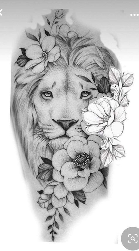 Lion Tattoo With Flowers, Disney Stitch Tattoo, Lion Art Tattoo, Feminine Tattoo Sleeves, Girl Arm Tattoos, Lion Head Tattoos, Lion Tattoo Design, Eagle Tattoos, Tatuaje A Color