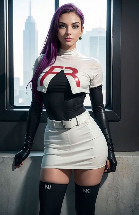 Jessie (Pokemon) Jessie Team Rocket Cosplay, Jessie Pokemon Cosplay, Misty Pokemon Costume, Team Rocket Costume, Pokemon Jessie And James, Team Rocket Cosplay, Jessie Team Rocket, Jessie Pokemon, Pokemon Women