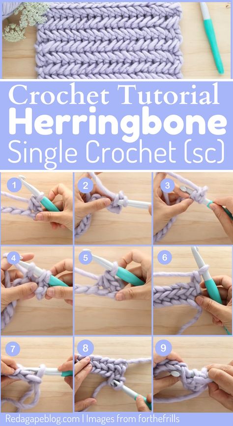 How to Herringbone Single Crochet Stitch Herringbone Single Crochet Stitch, Herringbone Single Crochet, Crochet Herringbone, Herringbone Stitch Tutorial, Learning Crochet, Easy Crochet Stitches, Herringbone Stitch, Easy Stitch, Learn How To Crochet