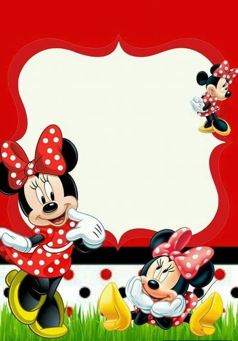 Invitaciones De Minnie Para Editar, Invitacion Sencilla De Minnie Mouse 929 Minnie Mouse Border, Minnie Mouse Printables, Minnie Invitations, Mickey Invitations, Game Station, Birthday Card With Photo, Mickey Mouse Invitation, Disney Frames, Minnie Mouse Birthday Invitations