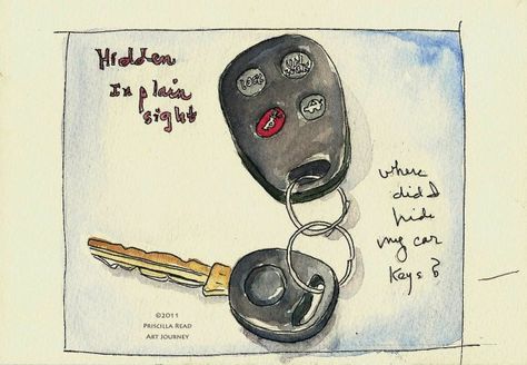 Car Keys Drawing, Sketching Watercolor, Key Drawings, Journal Style, Key Tattoos, Key Tattoo, The Sketchbook, Pencil Shading, Watercolor Journal