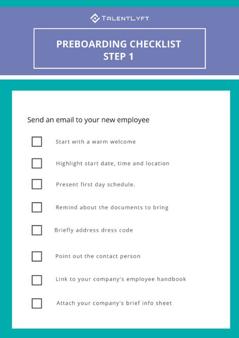 Pre-boarding-checklist-step-1 Onboarding New Employees, New Employee Orientation, Onboarding Checklist, Employee Experience, Employee Onboarding, Employee Handbook, Templates Free Design, Onboarding Process, Day Schedule