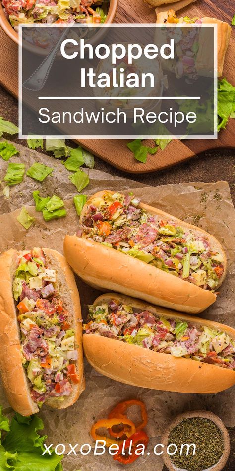 Chopped Italian Sandwich, Italian Sandwich Recipes, Hoagie Sandwiches, Sandwhich Recipes, Viral Recipes, Best Sandwich Recipes, Sub Rolls, Italian Sub, Italian Sandwich