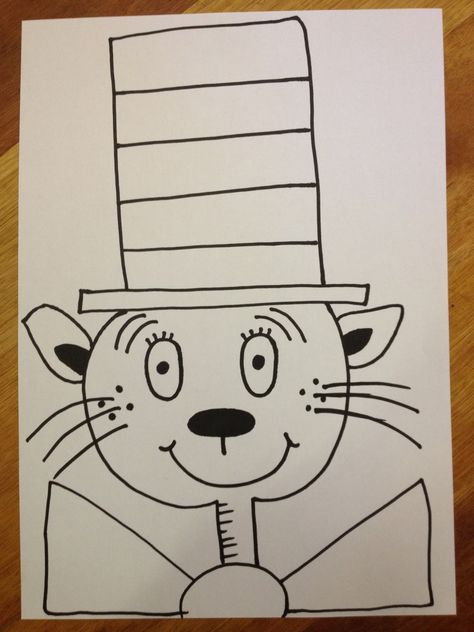 Crayons and Crafting: How to draw Dr Seuss' The Cat in the Hat. Step by step March Art Projects, March Art Projects For Kids, Directive Drawing, Dr Seuss Drawings, Dr Seuss Art, March Art, March Ideas, Dr Seuss Activities, Dr Seuss Crafts