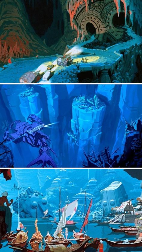 Atlantis The Lost Empire Crystal, Lost City Of Atlantis Art, Disney Atlantis Concept Art, Atlantis The Lost Empire Concept Art, Atlantis The Lost Empire Characters, Lost City Of Atlantis Aesthetic, Atlantis The Lost Empire Aesthetic, Atlantis Architecture, Atlantis Concept Art