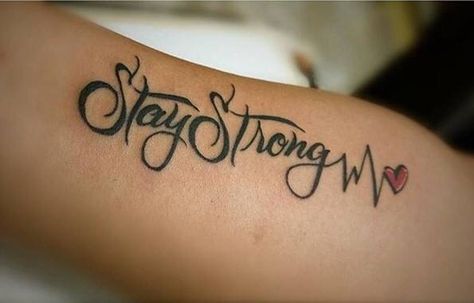 . Stay Strong Tattoo, Word Tattoos On Arm, Lifeline Tattoos, Forearm Cover Up Tattoos, Stammestattoo Designs, Wörter Tattoos, Random Tattoos, Strong Tattoos, One Word Tattoos