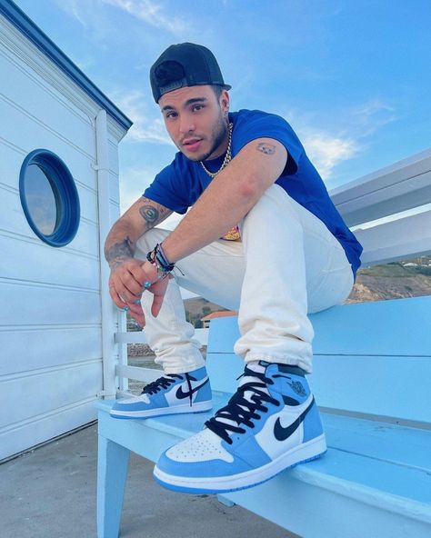 Blue addiction , matching , man , nike air jordan , style, streetstyle, outfit, ootd, boy Red Jordan 1 Outfit, Blue Jordans Outfit, Blue Sneakers Outfit, Jordan 1 Outfit Men, Blue Outfit Men, Air Jordan Blue, Sneakers Outfit Men, Jordan 1 Outfit