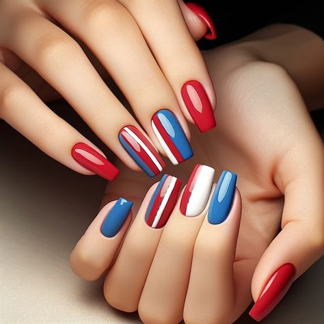 Red Blue Nail Designs, Bills Nails, Buffalo Bills Bracelet, Buffalo Bills Zubaz Nails, Buffalo Bills Nails, Buffalo Bills Body Lotion, Nfl Nails, Buffalo Bills Game, Blue Polish