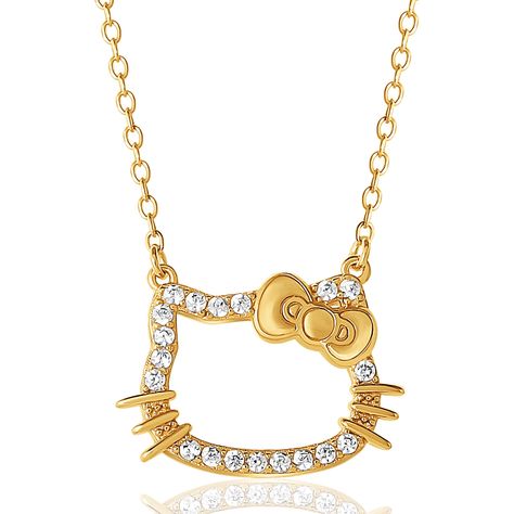 Hello Kitty Necklace Gold, Gold Hello Kitty Necklace, Gold Hello Kitty, Kitty Silhouette, Hello Kitty Necklace, Kitty Necklace, Hello Kitty Jewelry, Pandora Necklace, Hello Kitty Accessories