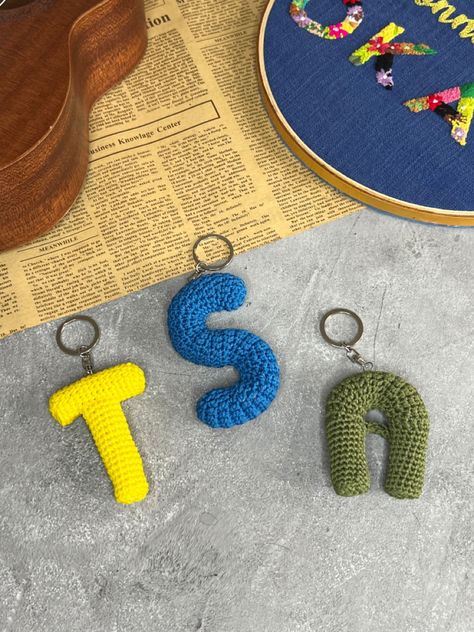 Crochet Alphabet, Crochet Letters, Letter Earrings, Baby Boy 1st Birthday, Crochet Keychain, 1st Boy Birthday, 1st Birthday, Crochet Earrings, Alphabet