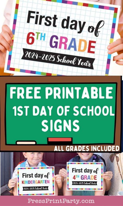 FREE first day of school printables signs for the first day of school photos 2024-2025 school year. Adding a First Day Free Printable Signs, First Day Of School 2024-2025 Free, Back To School Signs 1st Day Free, Back To School Signs 1st Day Diy, Free Printable First Day Of School Signs 2024-2025, 1st Day Of School Sign Printable Free, Free First Day Of School Printables, Back To School Signs 1st Day, First Day Of School Sign Printable Free