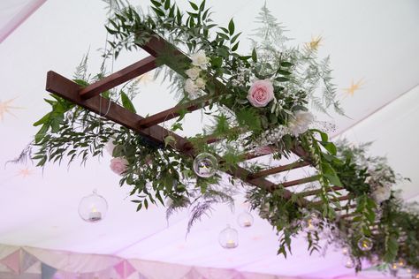 Hanging Floral Ladder Wedding, Hanging Ladder Wedding Decor, Hanging Flower Ladder Wedding, Hanging Ladder With Flowers, Hanging Ladder Flowers Wedding, Ladder Flower Decor, Ladder Decor Wedding, Ladder With Flowers, Wedding Ladder