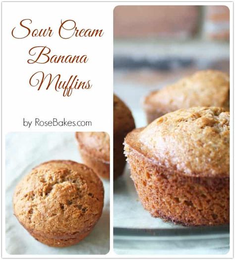 Sour Cream Banana Muffins, Sour Cream Muffins, Sour Cream Banana Bread, Banana Muffin, Double Chocolate Muffins, Recipe Banana, Banana Muffin Recipe, Sour Cream Recipes, Banana Bread Muffins