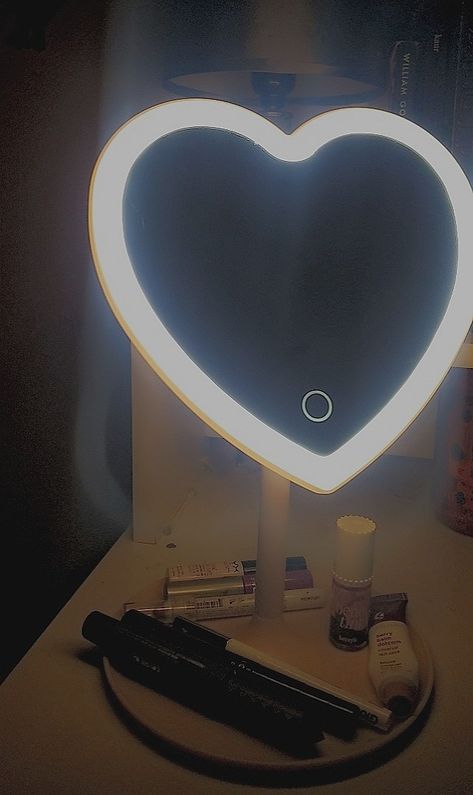 Led Heart Mirror, Heart Shaped Mirror, 2023 Wishlist, Heart Aesthetic, Study Desk Decor, Double Sided Mirror, Heart Mirror, Desk Mirror, Mirror Lamp