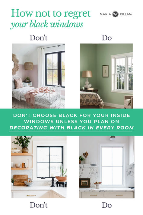 Black windows with a white exterior and interior is the hottest trend going at the moment, but are they right for you? Here is what you need to know before you choose black windows for your home. White Shutters Black Windows, Black Window Bedroom, Black Exterior Windows White Interior, Black Or White Window Frames, Black Exterior White Interior Windows, Painting Interior Windows, Black Windows Vs White Windows, Black Or White Windows, White Vs Black Windows