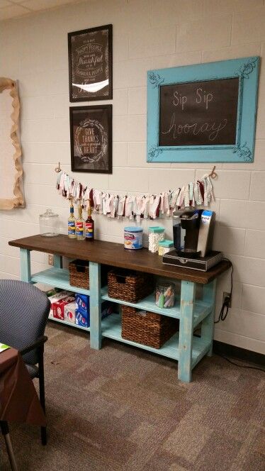 Teacher Lounge Remodel Staff Lounge Ideas, Teachers Lounge Decor, Teachers Lounge Makeover, School Office Decor, Staff Lounge, Teachers Room, Teachers Lounge, Staff Room, Resource Room