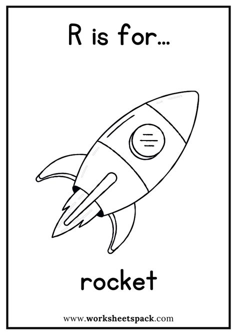 R is for Rocket Coloring Page, Free Rocket Flashcard for Kindergarten - Printable and Online Worksheets Pack Rocket Coloring Sheet, R Is For Rocket, Rocket Coloring, Umbrella Coloring Page, Donut Coloring Page, Giraffe Coloring Pages, Airplane Coloring Pages, Vegetable Coloring Pages, Insect Coloring Pages