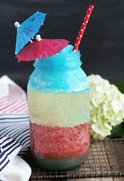 Red-White-and-Blue-Pina-Colada-feature Blue Pina Colada, 4th Of July Drinks, Bbq Side Dish Recipes, Patriotic Drinks, Fourth Of July Drinks, Patriotic Cocktails, 4th Of July Cocktails, Easy Alcoholic Drinks, Meals For Four