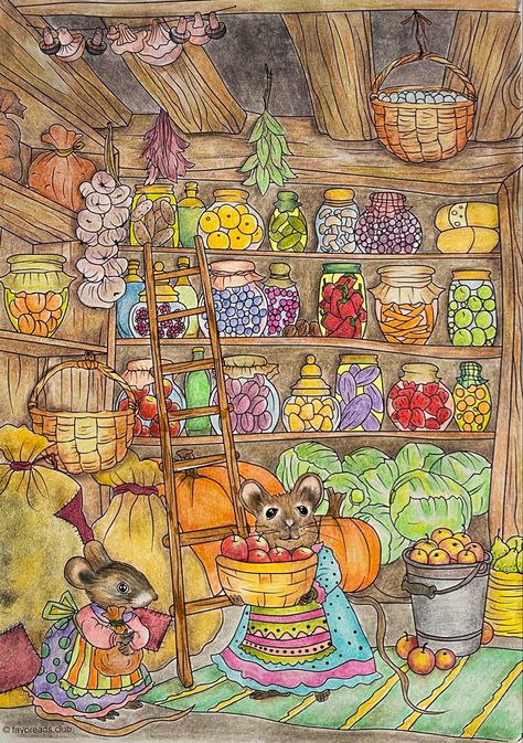 Thrifty Mice 🐭 using those stored goodies during Winter! From Favoreads online. Used Brutfuner 520, Luminance, Lightfast, Holbein pencils, Zig Clean Color pens. Cozy Cartoon, Storybook Art, Fairytale Art, Book Art Drawings, Whimsical Art, Doodle Art, Animal Art, Art Inspo, Cute Drawings