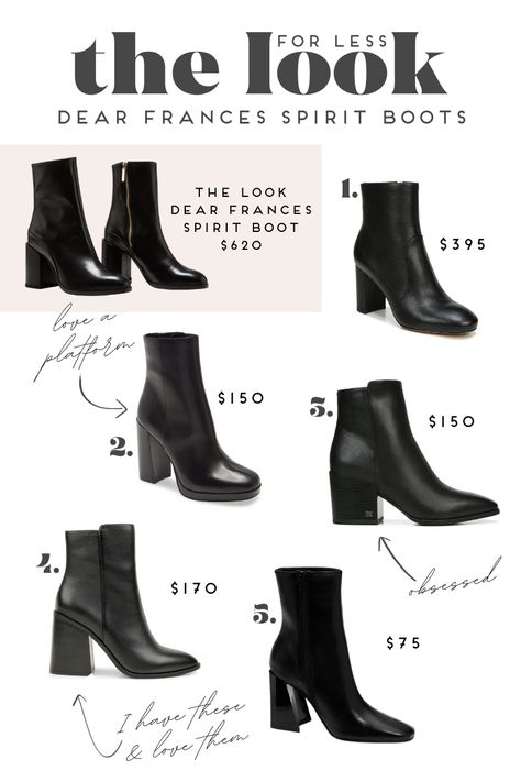 Dear Frances Spirit Boot Dupes and Look Alikes Dear Frances | Spirit Boots | Spirit Boots Outfit | Black Boots How To Style Black Heel Boots, Classic Black Ankle Boots, Best Black Boots Women, Best Black Boots, Black Boots For Work, Black Ankle Boots 2022, Black Fall Boots Ankle, Black Boots For Women Outfit, Dear Frances Spirit Boots