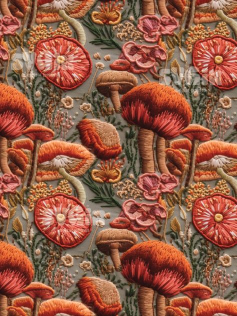 Cottage core Boho Mushrooms II Embroidery Seamless Mushrooms Embroidery, Mushroom Cottage, Join The Club, Selling Design, Embroidery Floral, Easter Girl, Christmas Embroidery, The Club, Fall Thanksgiving