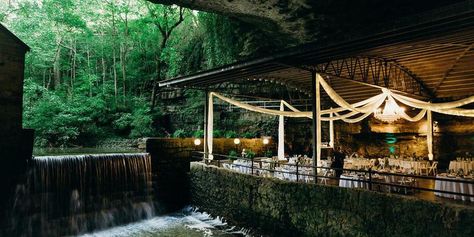 Forest With Water, Chandelier Unique, Cave Wedding, White Drapery, Nashville Wedding Venues, Lost River, Bowling Green Ky, Runaway Bride, Wedding Chandelier