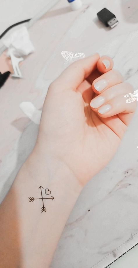 #hand #tattoo #cute #aesthetic #white #heart #arrow #arrows #home #notreal Tattoo Cute, Arrow Heart, Aesthetic White, Hand Tattoo, Cute Aesthetic, Heart With Arrow, White Heart, Print Tattoos, Paw Print Tattoo