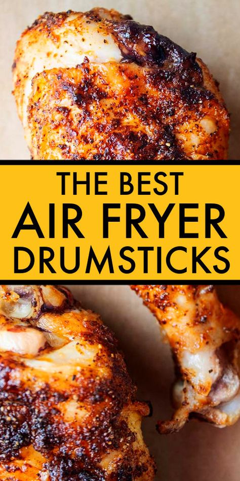 Pass on the other air fryer chicken drumsticks recipes and make this one - I promise you won't be disappointed! Thanks to a secret ingredient, these air fryer chicken legs are perfectly crispy and seasoned on the outside and moist and flavorful on the inside. Air Fryer Drumsticks, Air Fryer Chicken Leg Recipe, The Best Air Fryer Chicken, Air Fryer Chicken Drumsticks, Chicken Legs Recipes, Best Air Fryer Chicken, Air Fryer Recipes Chicken Thighs, Fried Chicken Legs, The Best Air Fryer