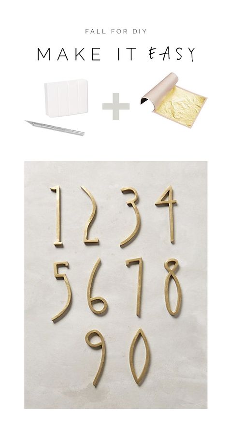 House Number Diy, Clay Letters, House Numbers Diy, Gold House, Hello Friday, Diy Gold, Gold Diy, Office Makeover, Make It Easy