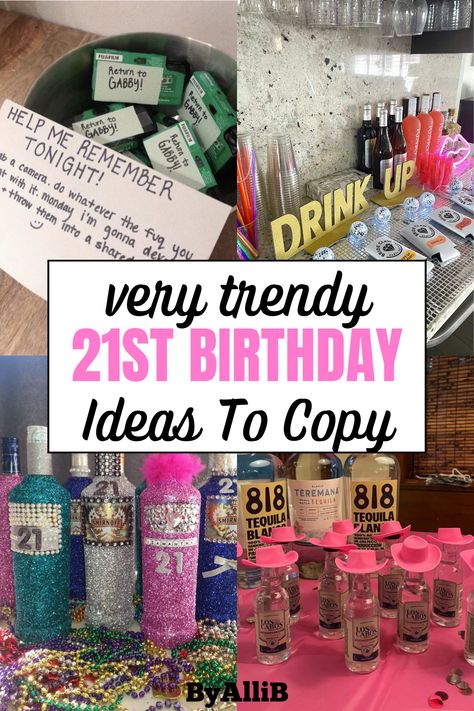 Pinterest Famous 21st Birthday Party Ideas You Can Copy This Year Cheap 21st Birthday Gifts, Creative 21st Birthday Ideas, 21st Guest Book Ideas, 21st Diy Decorations, 21 St Birthday Decoration Ideas, 21st Book Signing Ideas, Birthday Gifts For 21st Birthday, 21 Days To 21st Birthday Gifts, 21 Shots For 21st Birthday