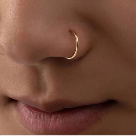 Gold faux hoop 3000 for both Trendy Nose Rings, Piercings Bonitos, Nose Piercing Ring, Cute Nose Piercings, Faux Nose Ring, Nose Ring Jewelry, Nose Piercing Hoop, Nostril Piercing, Nose Pins