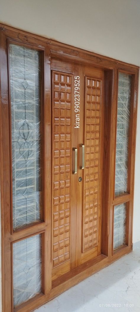 Wooden Double Front Doors, Single Main Door Designs, Simple Furniture Design, Balcony Door, Main Doors, Window Glass Design, Wooden Double Doors, House Main Door, Create Board