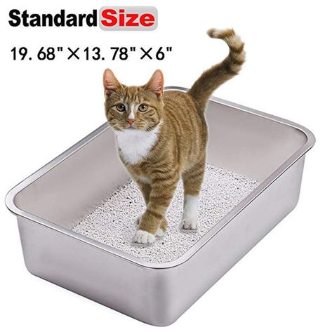 Yangbaga Cat Litter Tray，Rabbit Litter Tray，Stainless Steel Large Size Cat Litter Box No Odor, Non Stick, Never Bend, Easy to Clean: Amazon.co.uk: Pet Supplies Rabbit Litter, Rabbit Litter Box, Cat Litter Tray, Metal Cat, Litter Tray, Cat Top, Large Cats, Cat Litter Box, Non Stick