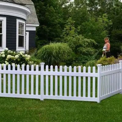 3 ft. x 6 ft. Newport Picket Fence W/Post and No-Dig Steel Pipe Anchor Kit Vinyl Picket Fence, White Vinyl Fence, Vinyl Fence Panels, Picket Fence Panels, Dig Gardens, Fencing & Gates, Cedar Fence, White Picket Fence, Fence Panel