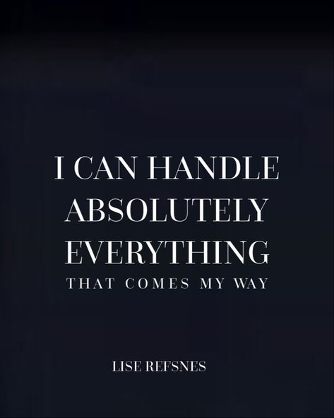 I can handle absolutely everything! That comes my way. I am strong and capable of everything. Lise refsnes quote mindset affirmation Deserve Happiness, I Am Quotes, Experience Quotes, I Am Unique, Spiritual Stuff, Creative Gifts For Boyfriend, Unique Quotes, Vision Board Manifestation, Wrong Time