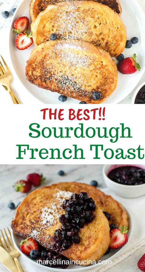 Sourdough Bread Egg Breakfast, Sour Dough French Toast Recipe, Sour Dough French Toast Casserole Recipe, French Toast Sourdough, French Toast Recipe With Sourdough Bread, Sour Dough Toast Ideas, Sourdough Discard French Toast, French Toast Casserole Sourdough, French Toast Sourdough Bread