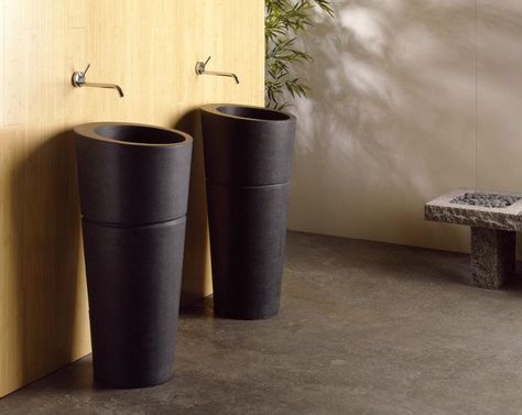 Stone Forest Veneto Pedestals Replace Pedestal Sink With Vanity, Bathroom Pedestal Sink, Stone Forest, Bath Trends, Kitchen And Bath Showroom, Pedestal Bathroom Sink, Contemporary Bathroom Sinks, Pretty Bathrooms, Bamboo Bathroom