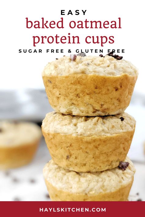 High Protein Muffin Tin Recipes, High Protein Oat Muffins, Oat Muffin Recipes, Baked Oatmeal Protein, Protein Oatmeal Muffins, Protein Items, Protein Powder Muffins, Protein Breakfast Muffins, Protein Cups