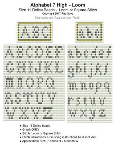 Beading Letters, Square Stitch, Bead Loom Designs, Color Graphing, Beading Patterns Free, Embroidery Letters, Loom Pattern, Beaded Cross Stitch, Cross Stitch Alphabet