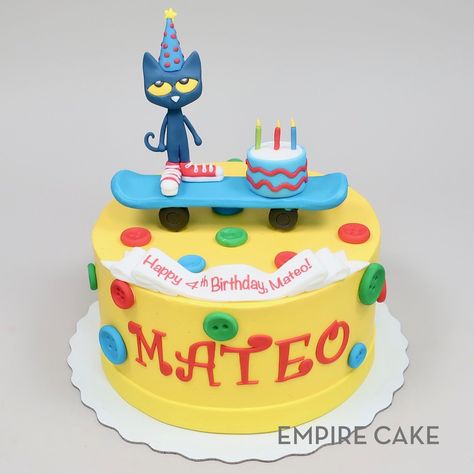 Pete The Cat Cake, Pete The Cat Birthday, Cat On Skateboard, Pj Masks Birthday Cake, Birthday Cake For Cat, Bday Party Theme, Cat Birthday Party, Dog Cakes, Cake Inspo