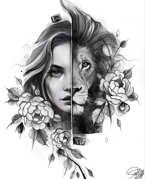 Lioness Tattoo Design For Women, Girl Tattoo Ideas, Geometric Tattoo Sleeve Designs, Fierce Tattoo, Lion Art Tattoo, Bali Tattoo, Big Cat Tattoo, Face Tattoos For Women, Small Shoulder Tattoos