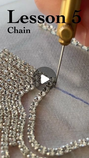 Full tutuorial on my youtube @olsjona Beadwork Embroidery Tutorial, Rhinestone Tutorial, Wire Embroidery, Learn Embroidery, Youtube Link, Clever Crafts, Sequins Embroidery, Embroidery Tutorials, Chain Stitch